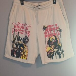 Men's Cream Graphic Shorts